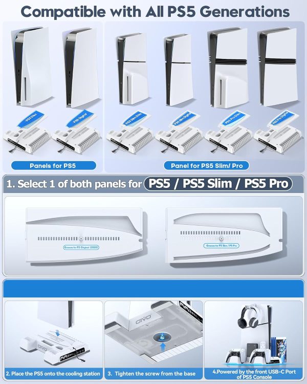 PS5 Cooling Stand & Charger w/ LED - Zymerya - Image 2