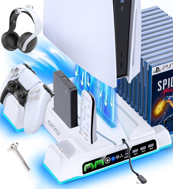 PS5 Cooling Stand & Charger w/ LED - Zymerya